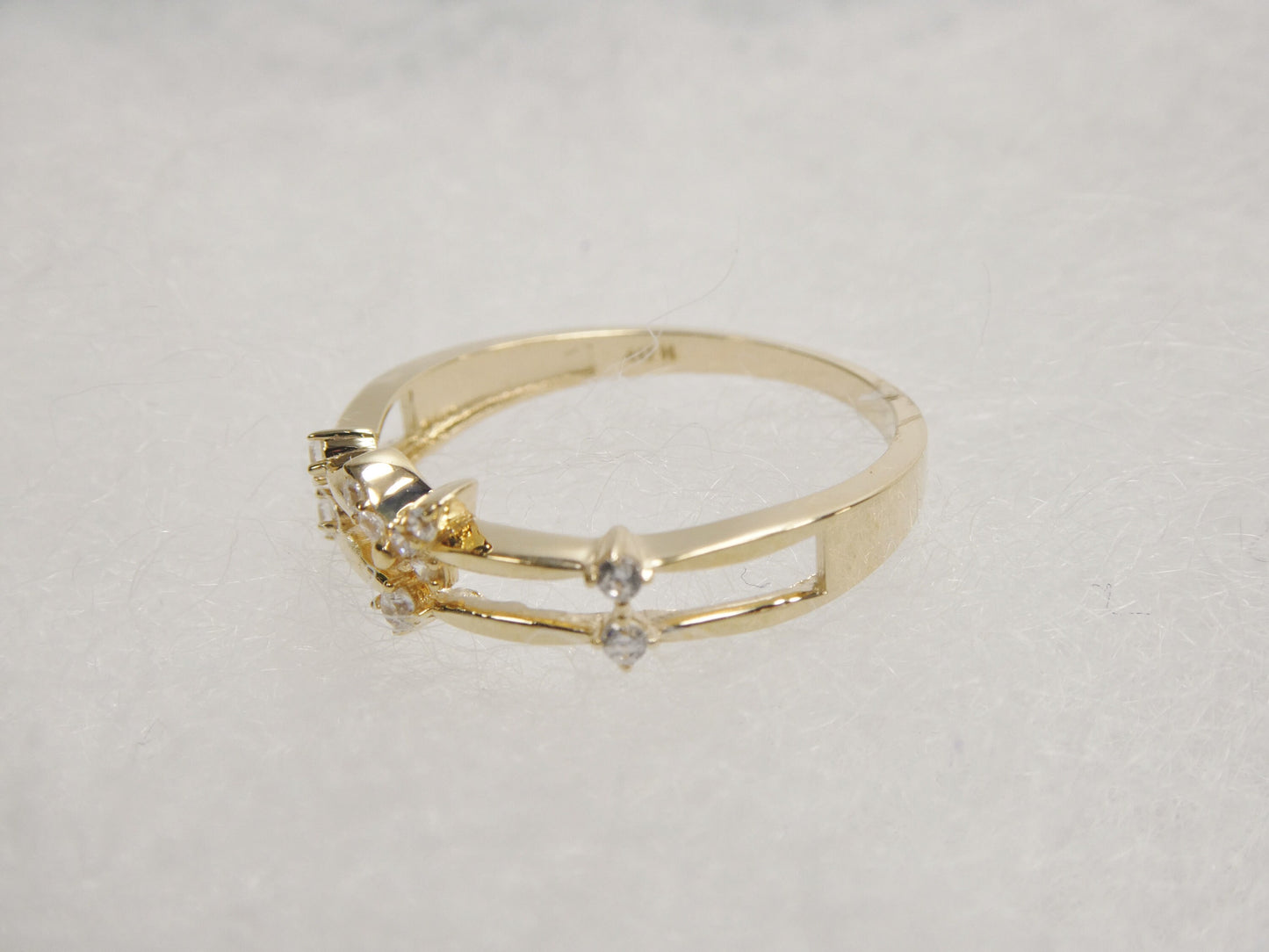 real 10k solid yellow gold women's classic micro pave setting ring