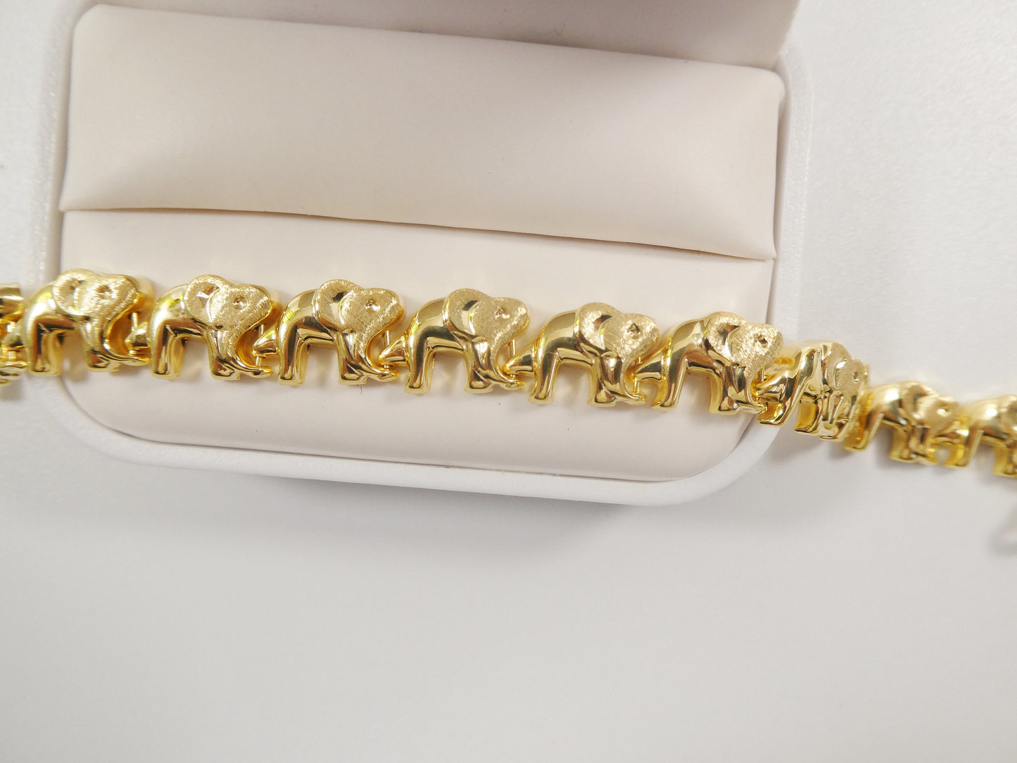 6.5 / 7 / 8 10 inch real 925 sterling silver all yellow tone elephant stampato bracelet 14k gold color finish