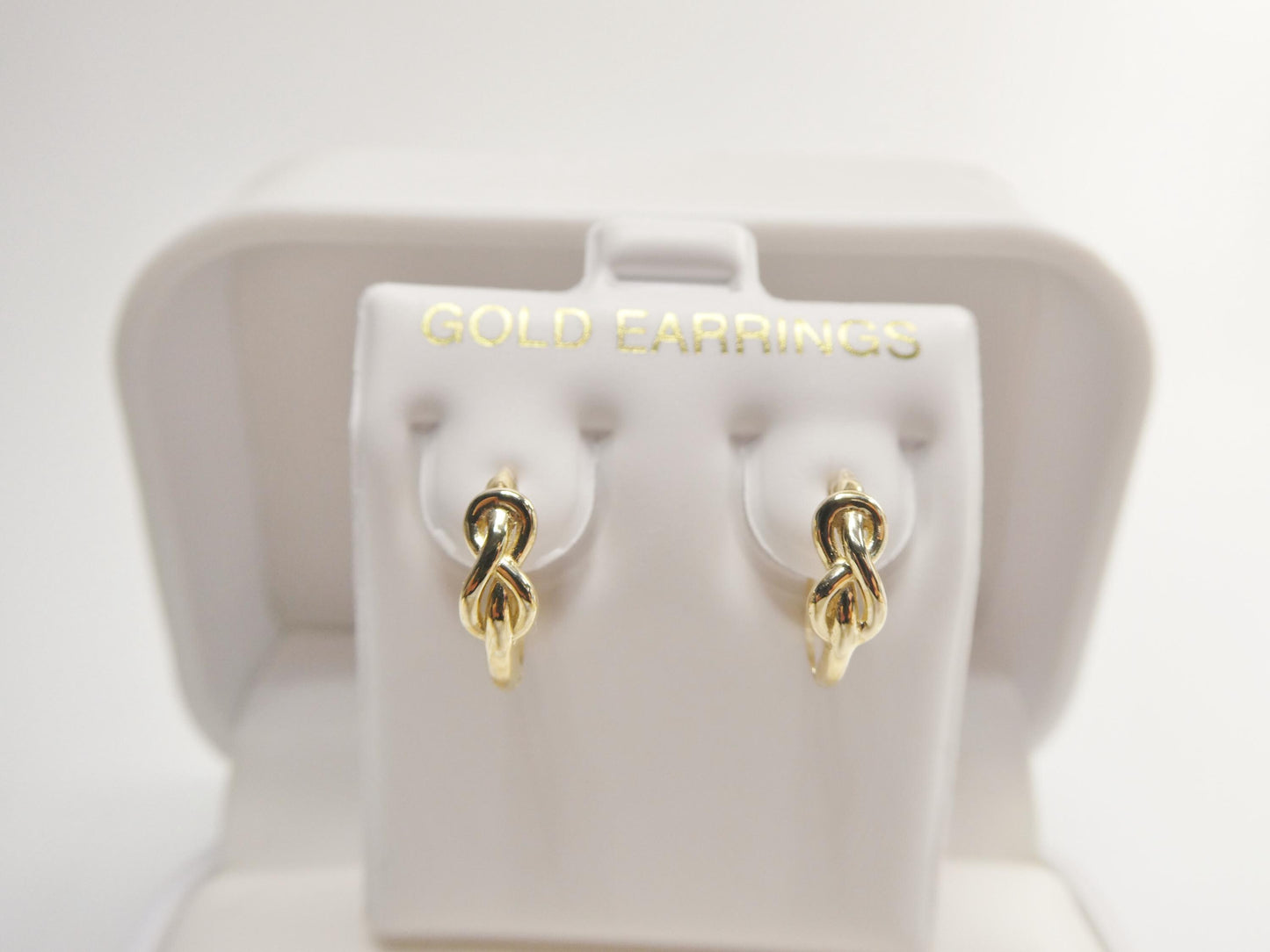 real 10k solid yellow gold designer knot hoop huggie earrings
