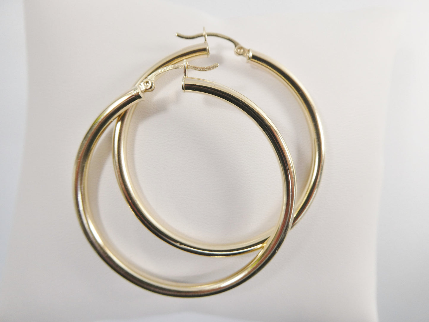 real 10k solid yellow gold plain high polish 45mm hoop huggie earrings