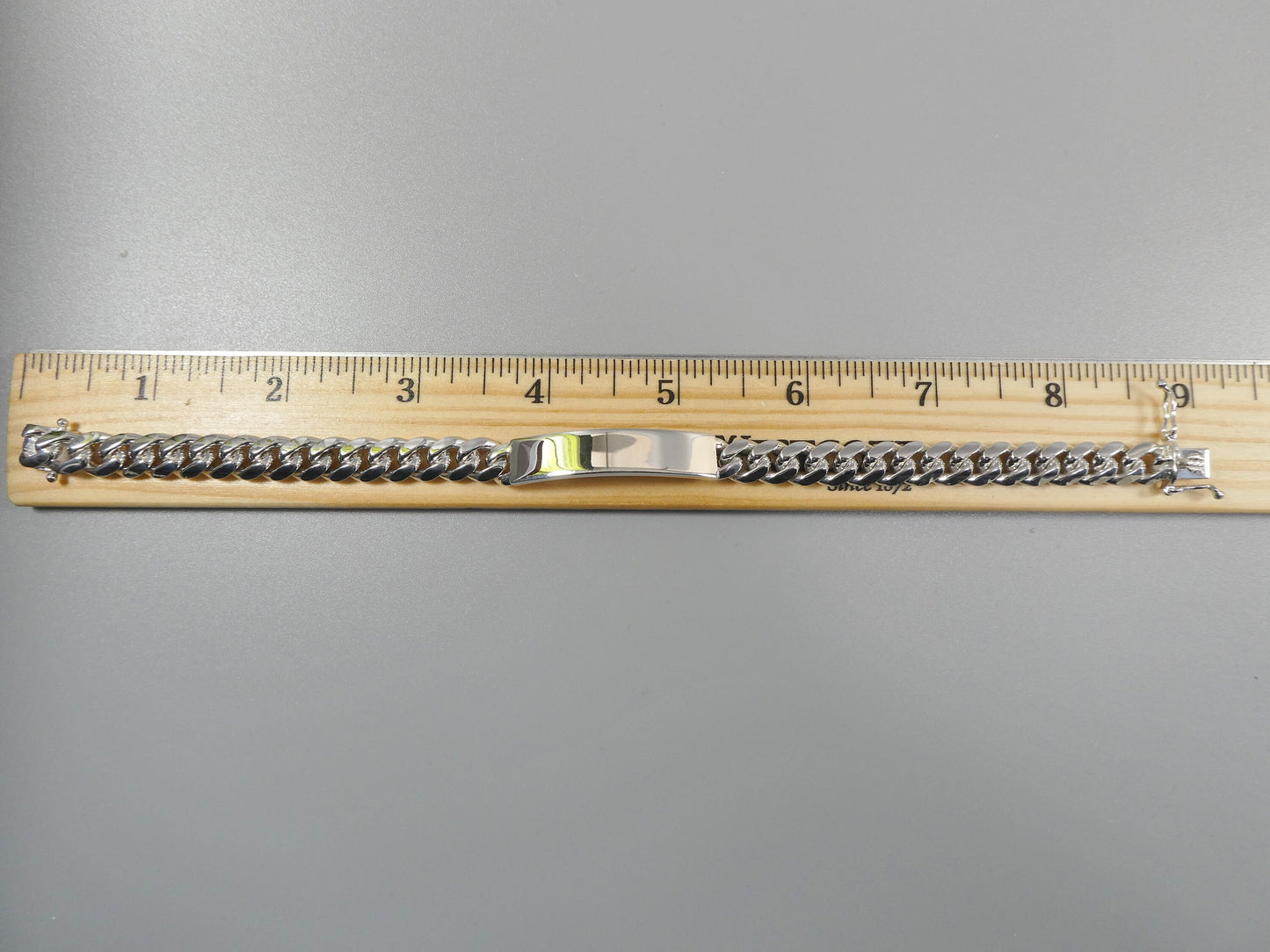 real 925 sterling silver 9 inch solid Miami ID men bracelet 14k white gold finish