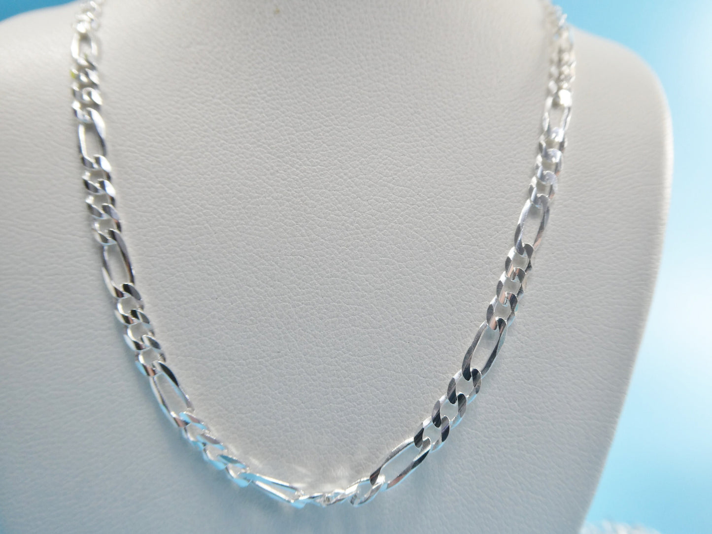 real 925 sterling silver 3.5mm Italian concave figaro solid chain lobster lock clasp