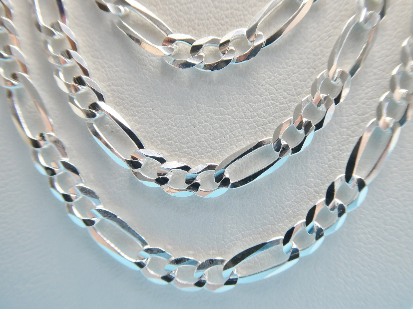 real 925 sterling silver 4mm Italian concave figaro solid chain lobster lock clasp