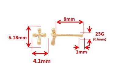 14k real solid yellow gold cross nose rings