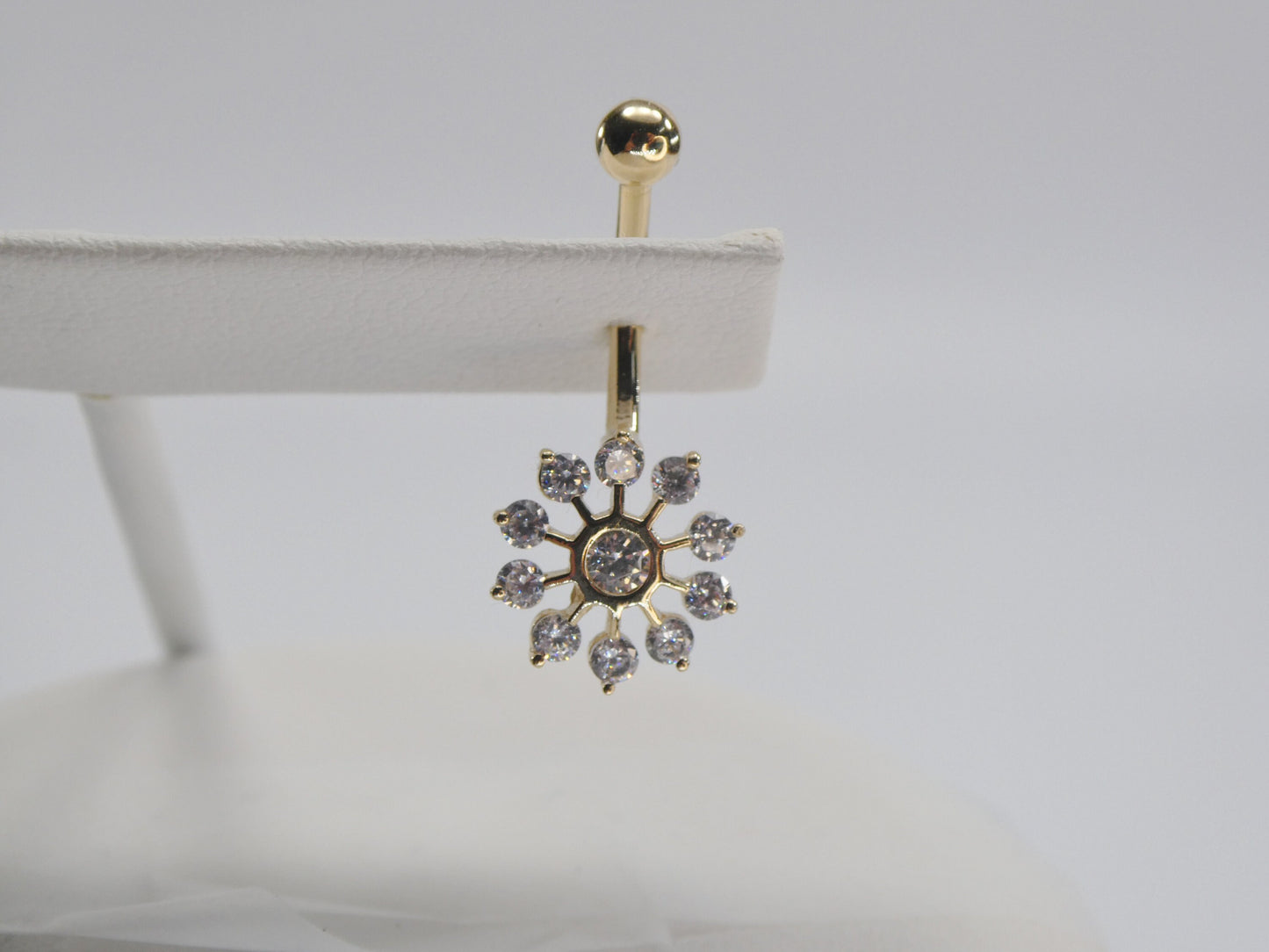 14k real solid yellow gold sun belly ring