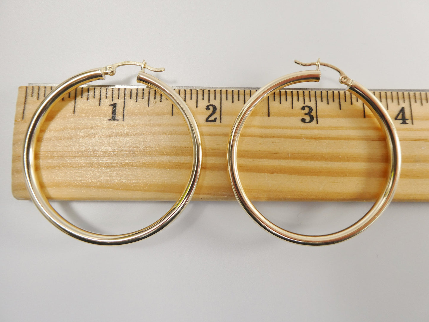 real 10k solid yellow gold plain high polish 45mm hoop huggie earrings