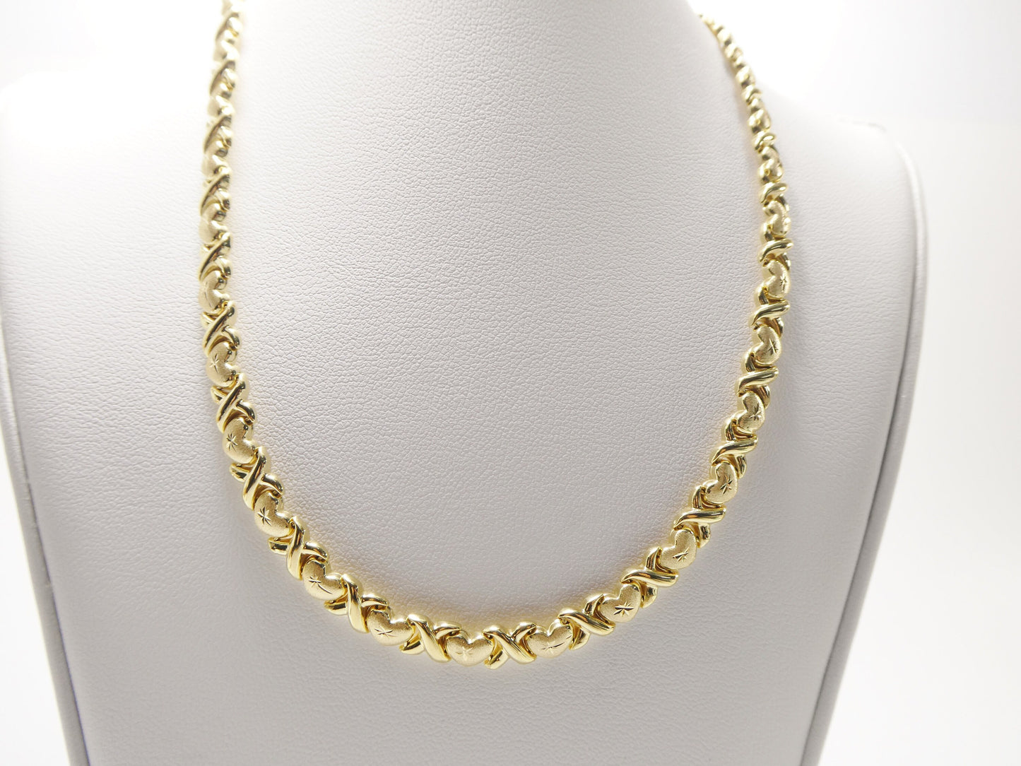 real 925 sterling silver mini xo heart hugs and kisses stampato set necklace and bracelet 14k gold color finish