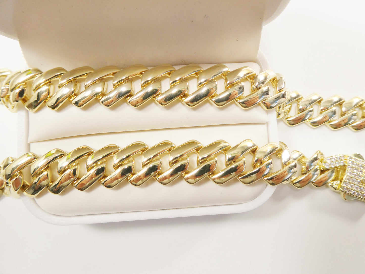 14k gold filled 12mm Monaco Cuban necklace set