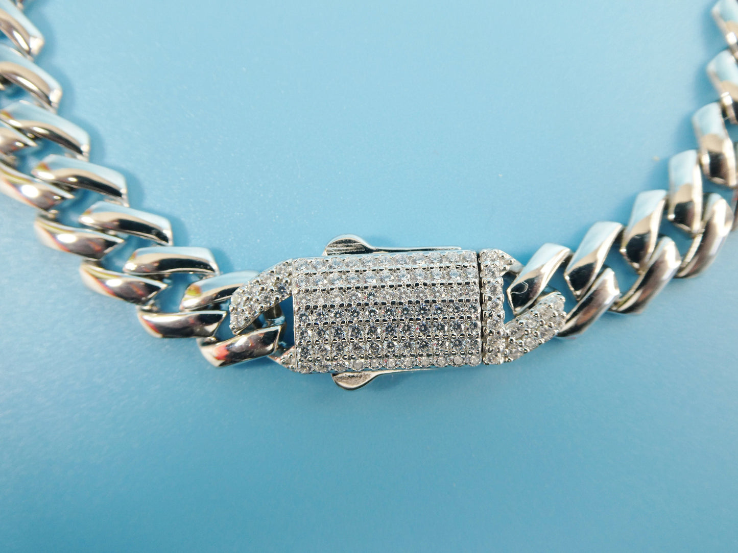 8 inch 14k white gold color tone Monaco bracelet over real solid 925 sterling silver