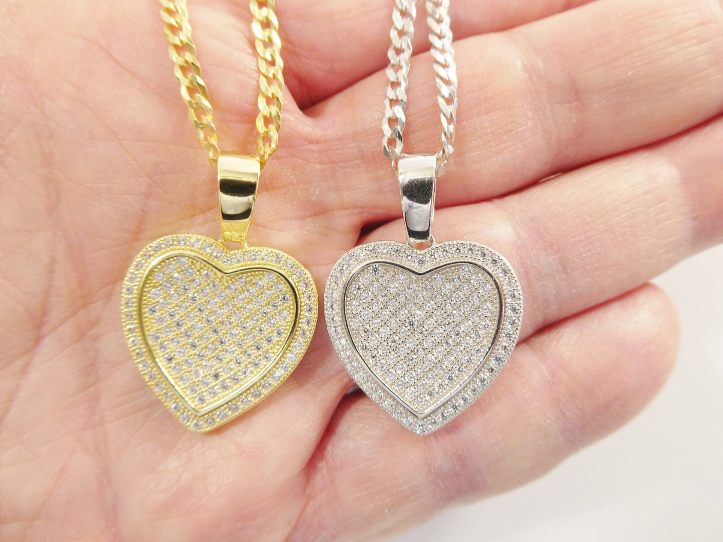 real 925 sterling silver 18 inch flat chain and heart pendent charm