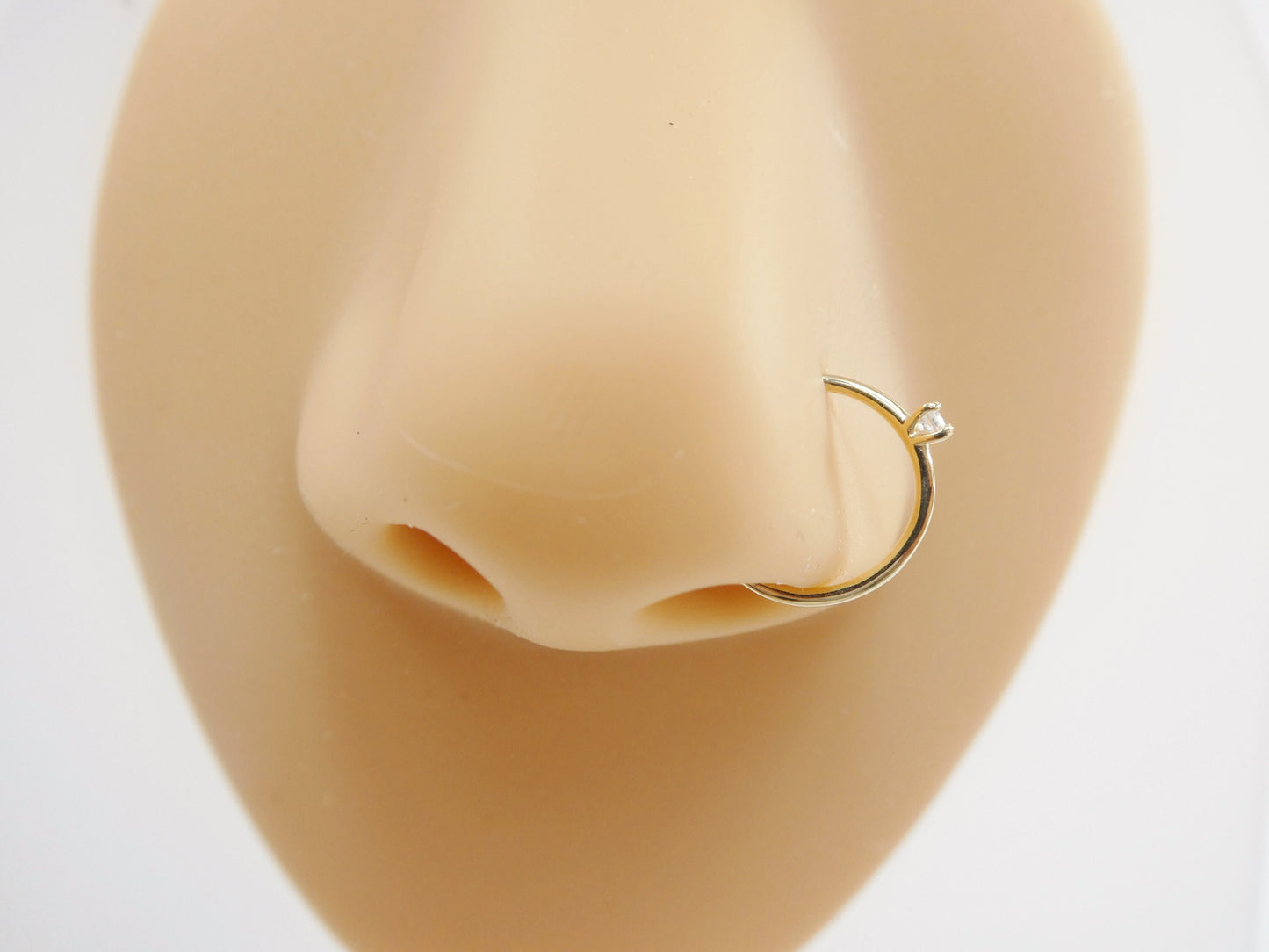 14k real solid yellow gold cartilage nose ring body ring piercing