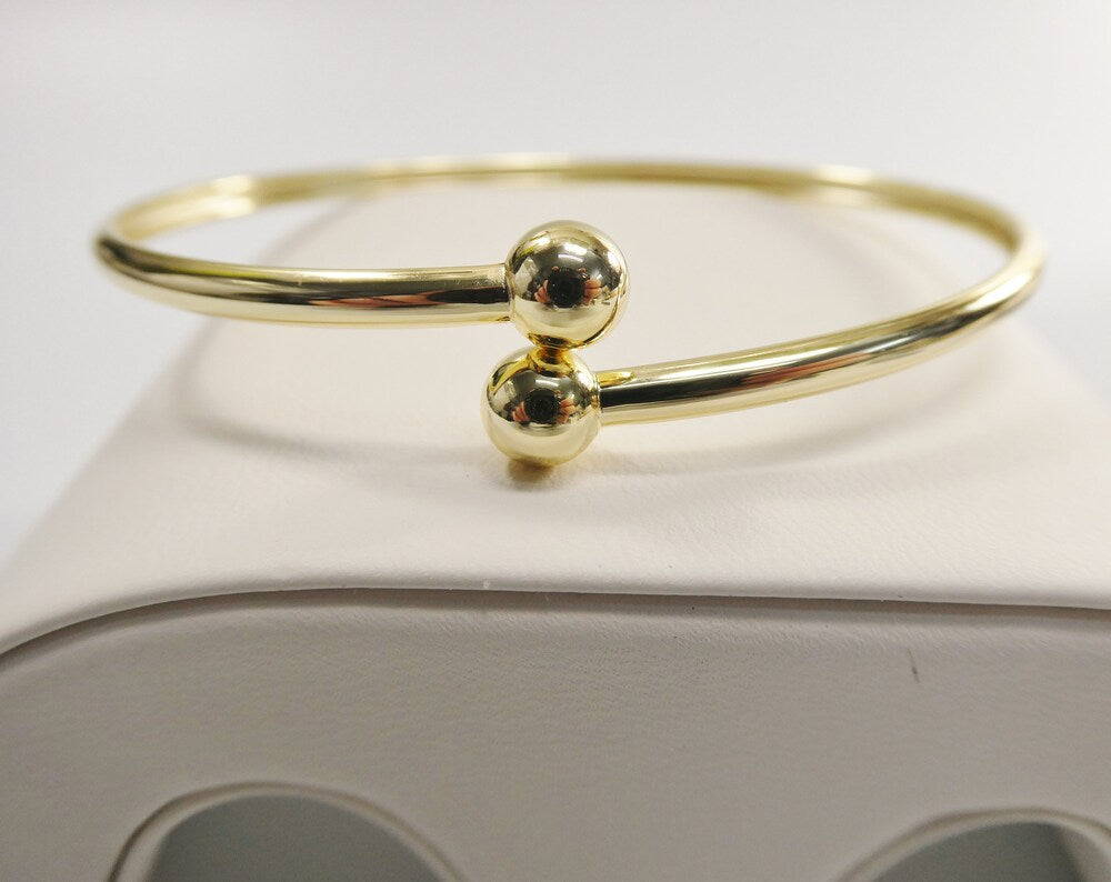 real 925 sterling silver bangle bracelet 14k yellow gold color finish