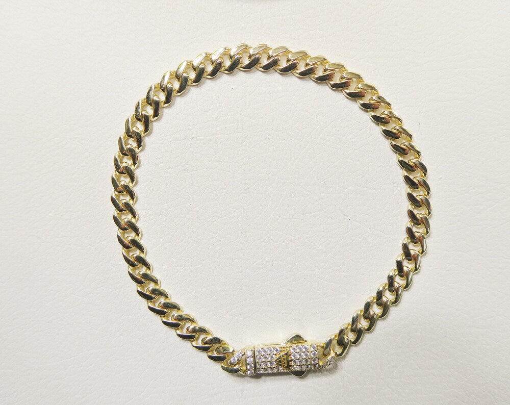 real 10k solid yellow gold 5mm Monaco bracelet