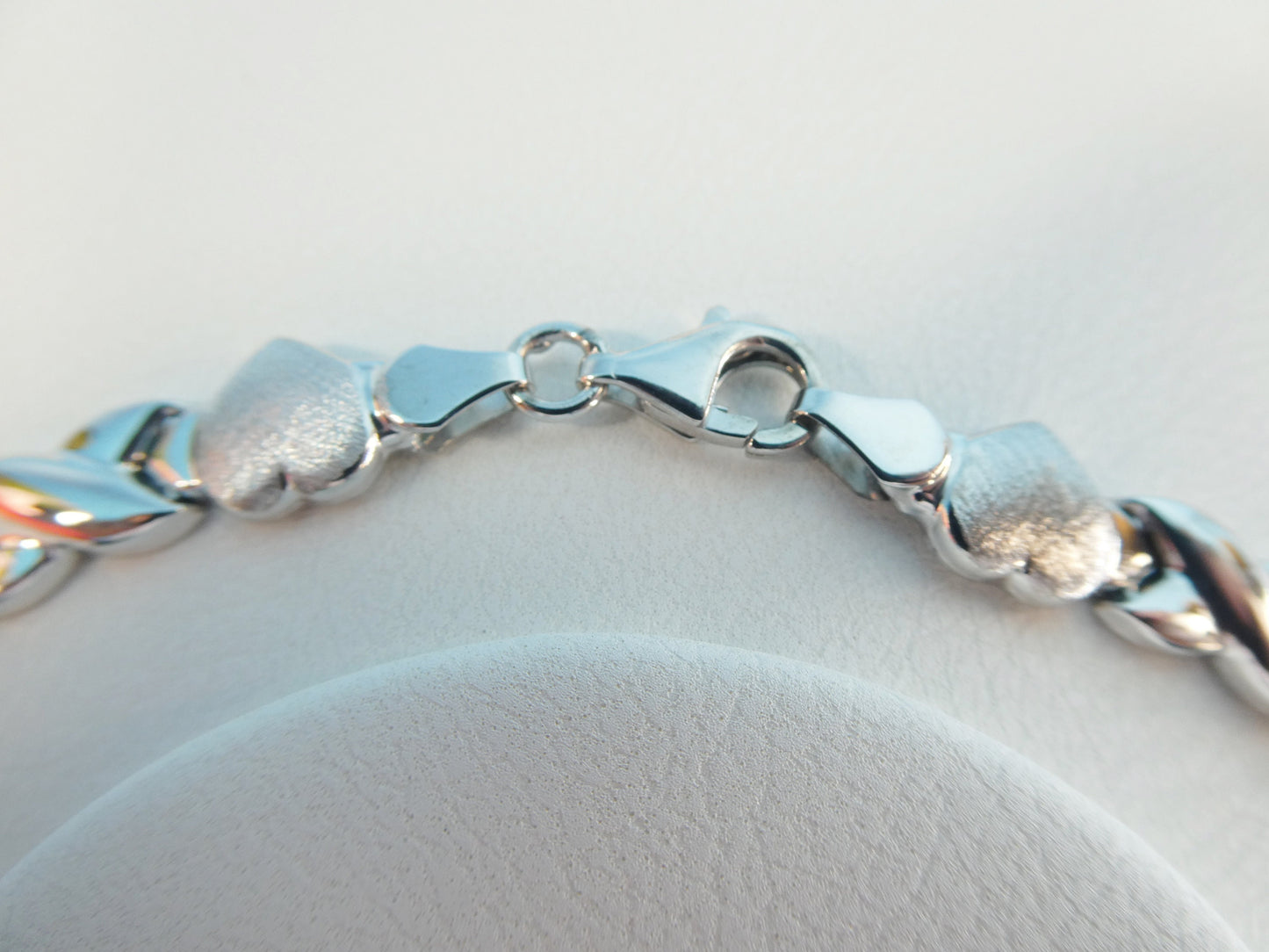 Sterling Silver XO Heart Necklace Bracelet Set - Satin Finish