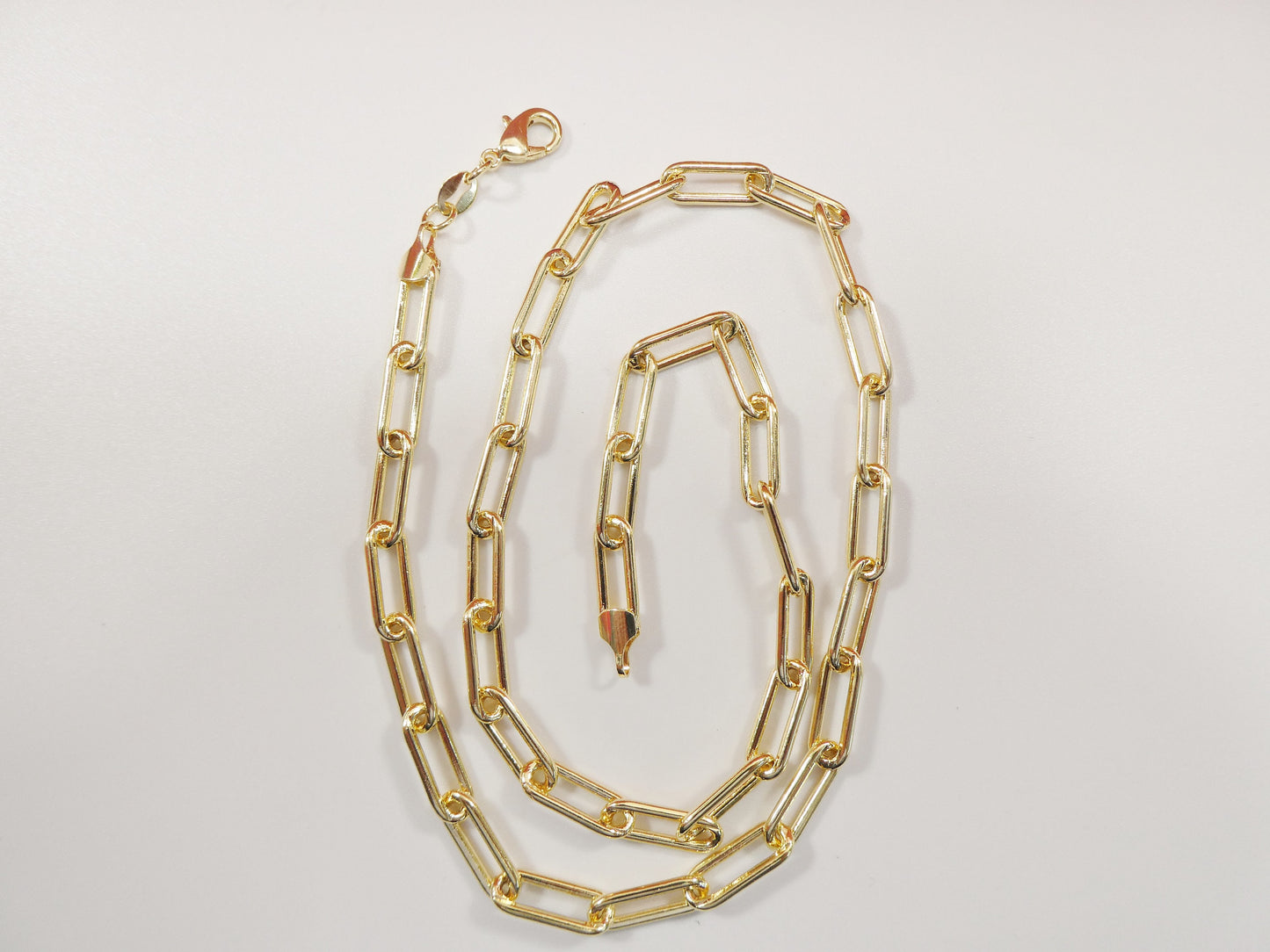 5mm 18k gold filled paper clip chain necklace 16"-18'-20"