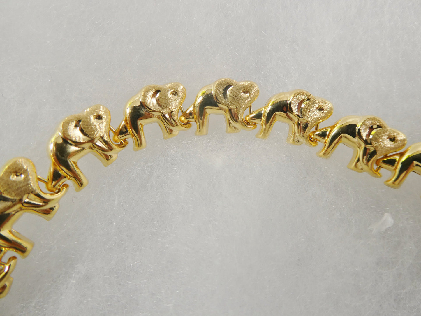 Sterling Silver Elephant Bracelet: 14k Gold Finish, Yellow Tone