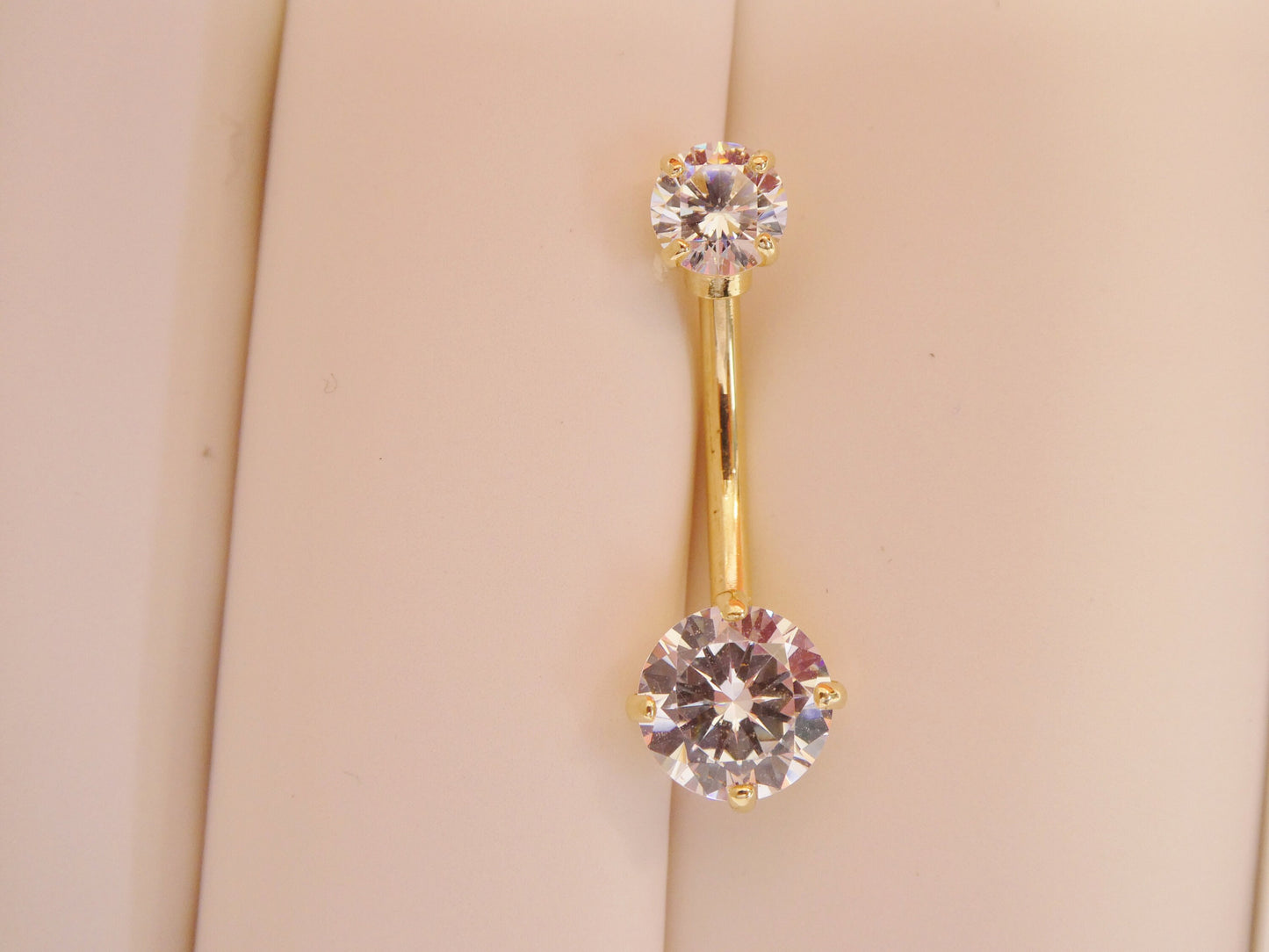 14k real solid yellow gold 7mm stone belly button ring piercing