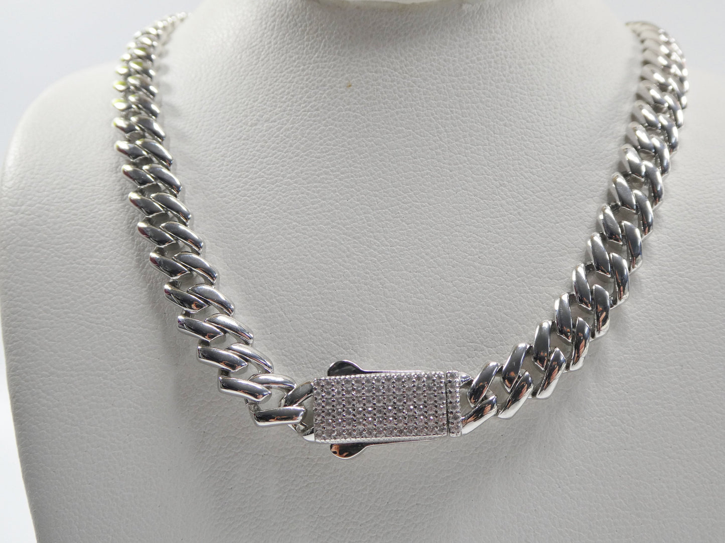 real 925 sterling silver 7mm solid Monaco style 14k white gold color finish