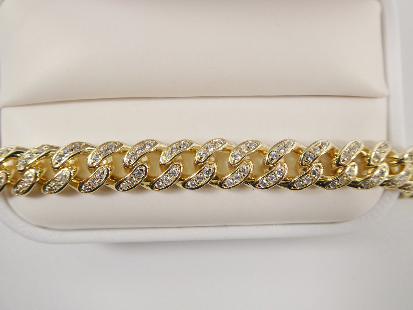 18k yellow gold filled 8mm full stone prong setting bracelet 7" 8" length