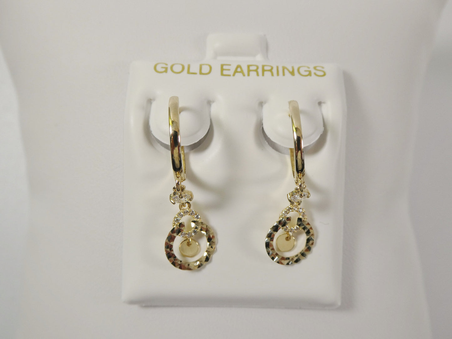 10k real solid yellow gold circle drop huggie earrings