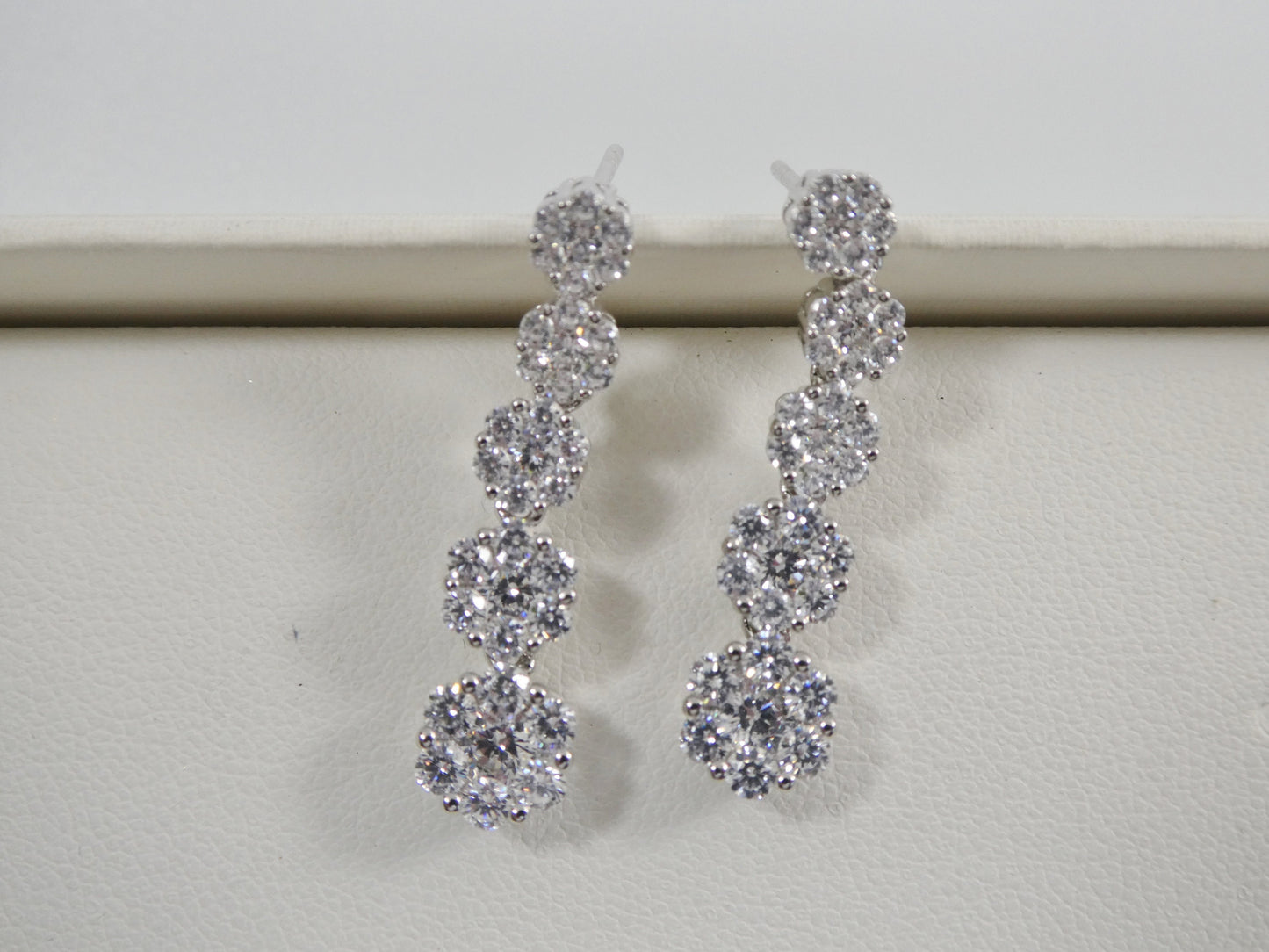 Real 925 Sterling Silver Micro Pave Setting 14k White Gold Color Finish Drop Earrings