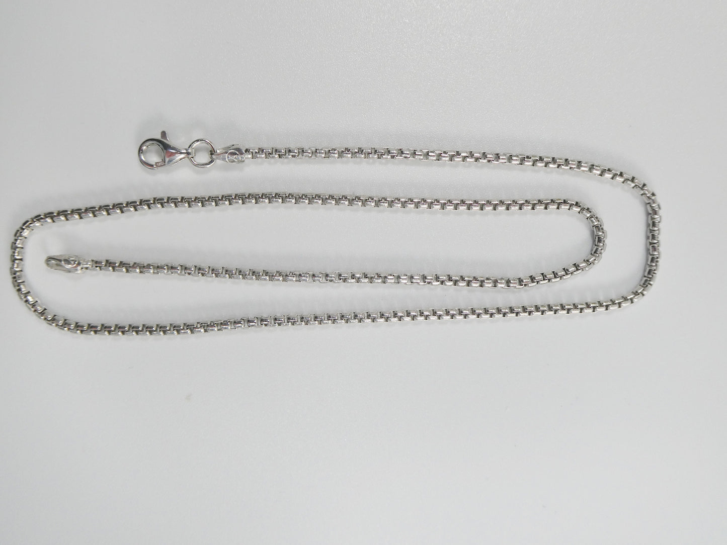 real 925 sterling silver round box chain 14k white gold tone finish
