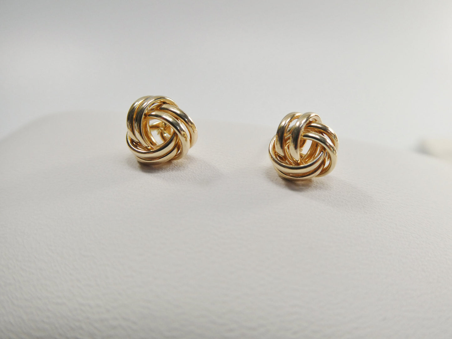 real 10k solid yellow gold push post small loveknot stud earring
