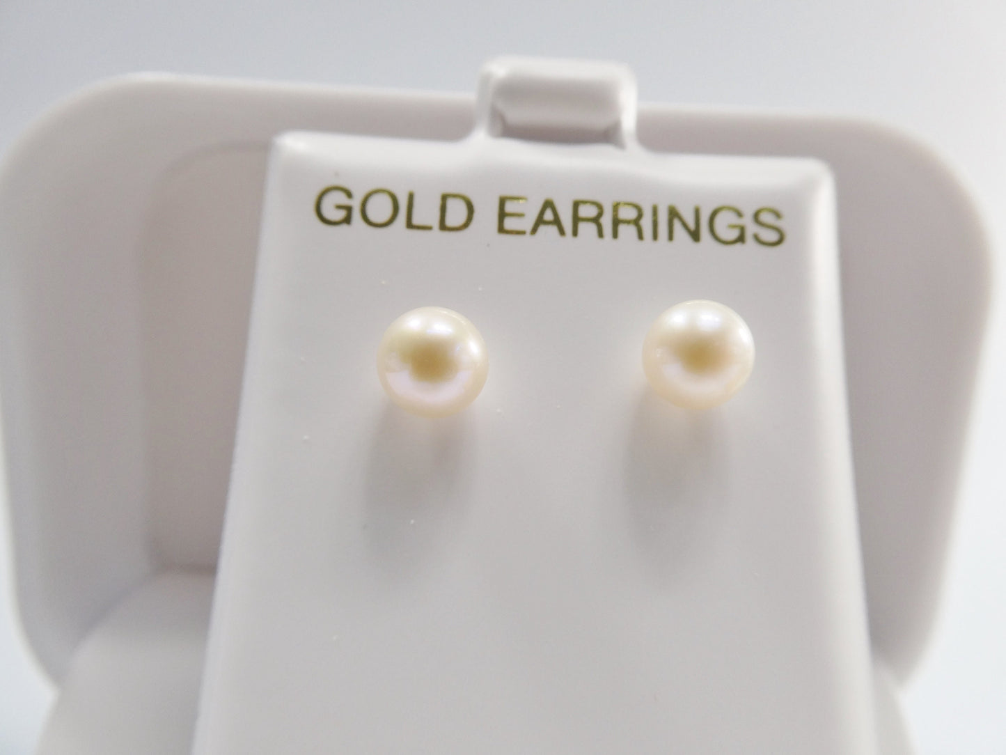 Real 10k Solid Yellow Gold Original Pearl Push Post Stud Earrings