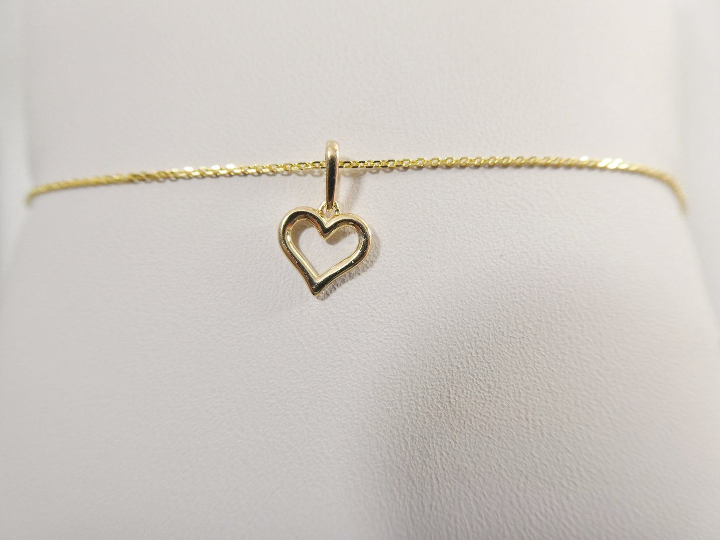 14k real solid yellow gold small heart pendent and cable necklace