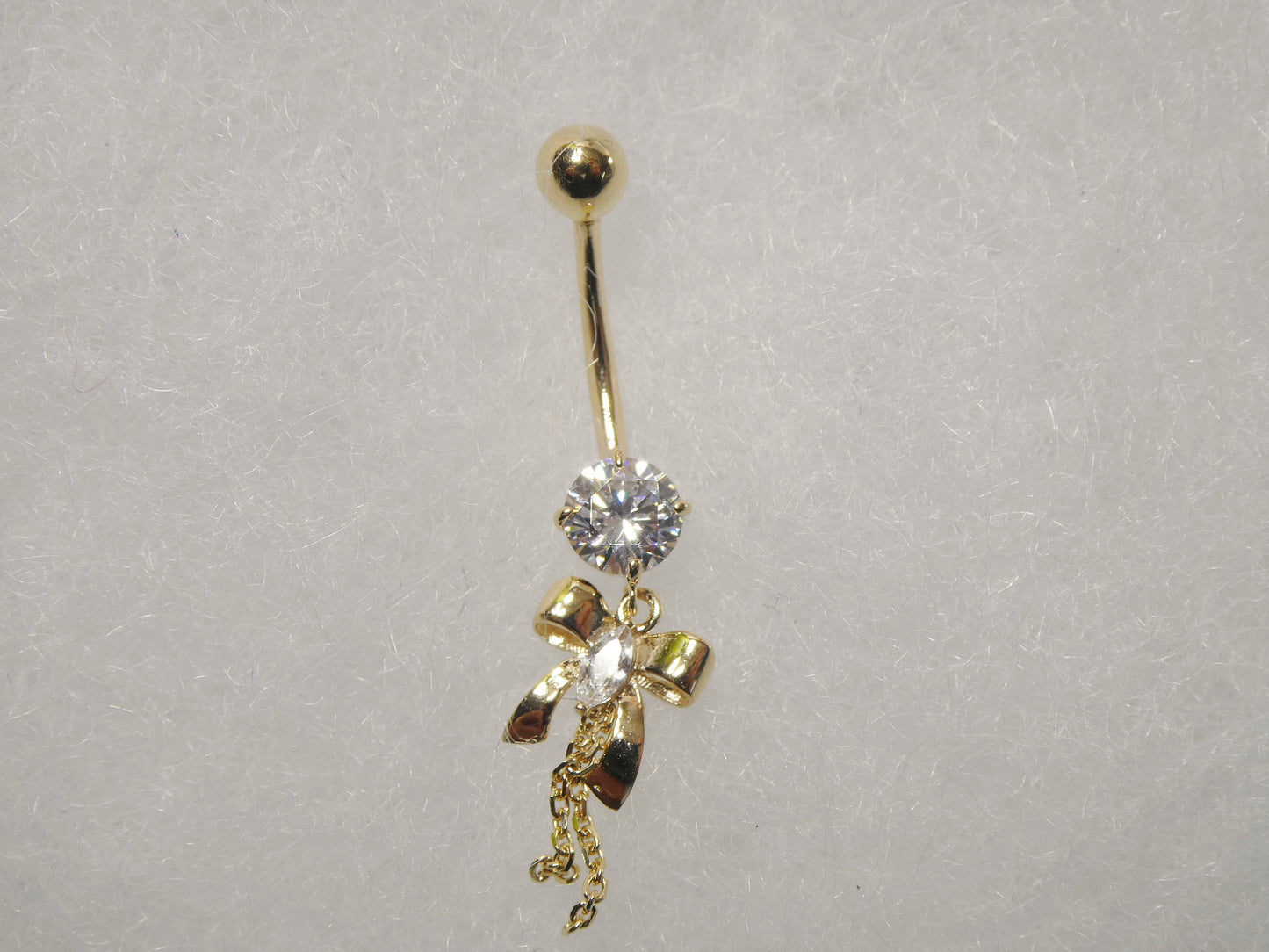 14k Real Solid Yellow Gold Bow-Tie Belly Button Ring Piercing