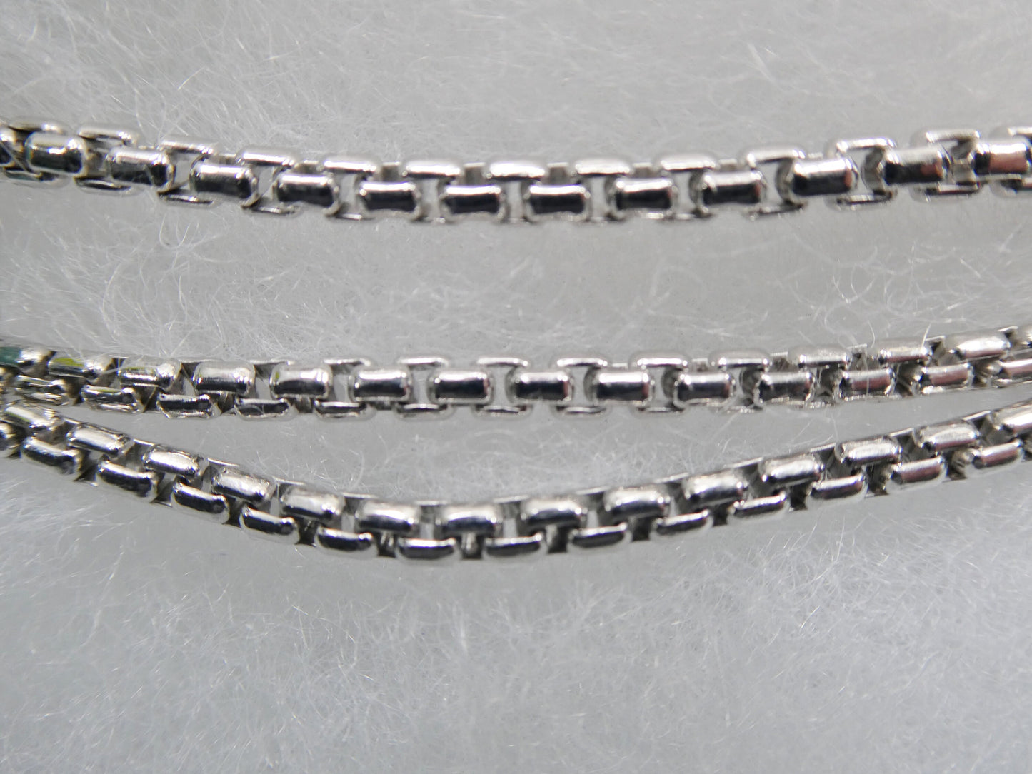 Sterling Silver 3MM Round Box Chain - 14k White Gold Finish