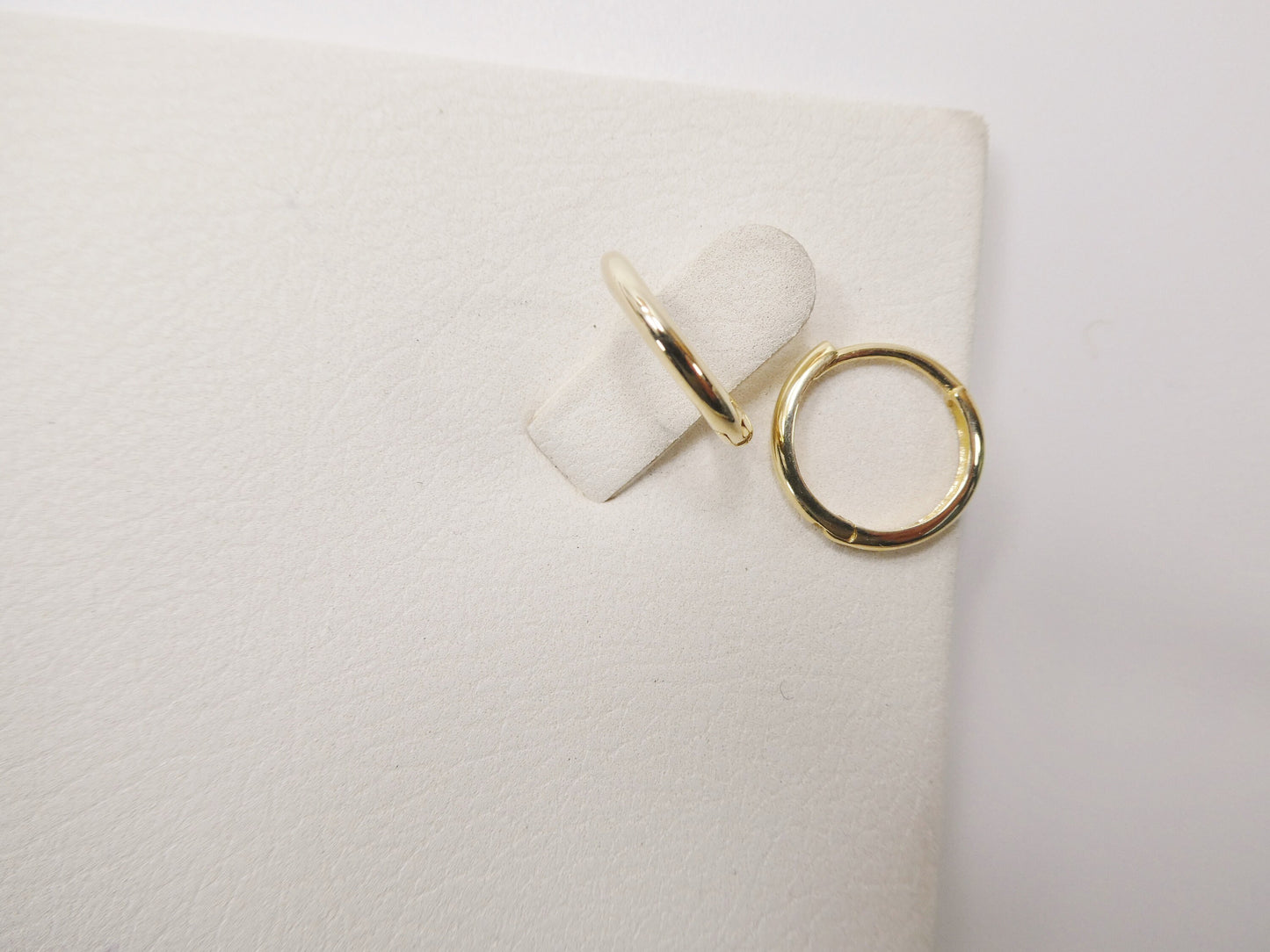 real 10k solid yellow gold 13mm plain hoop huggie earrings