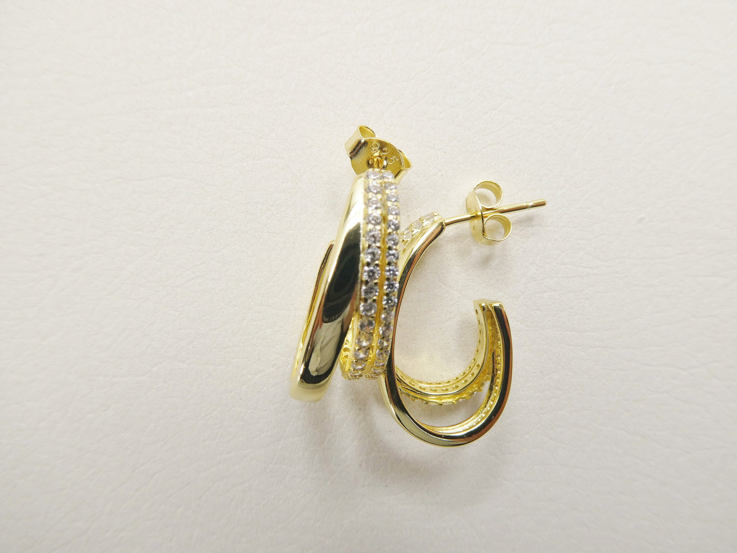 Real 925 Sterling Silver Yellow Color Finish Push Post Earrings