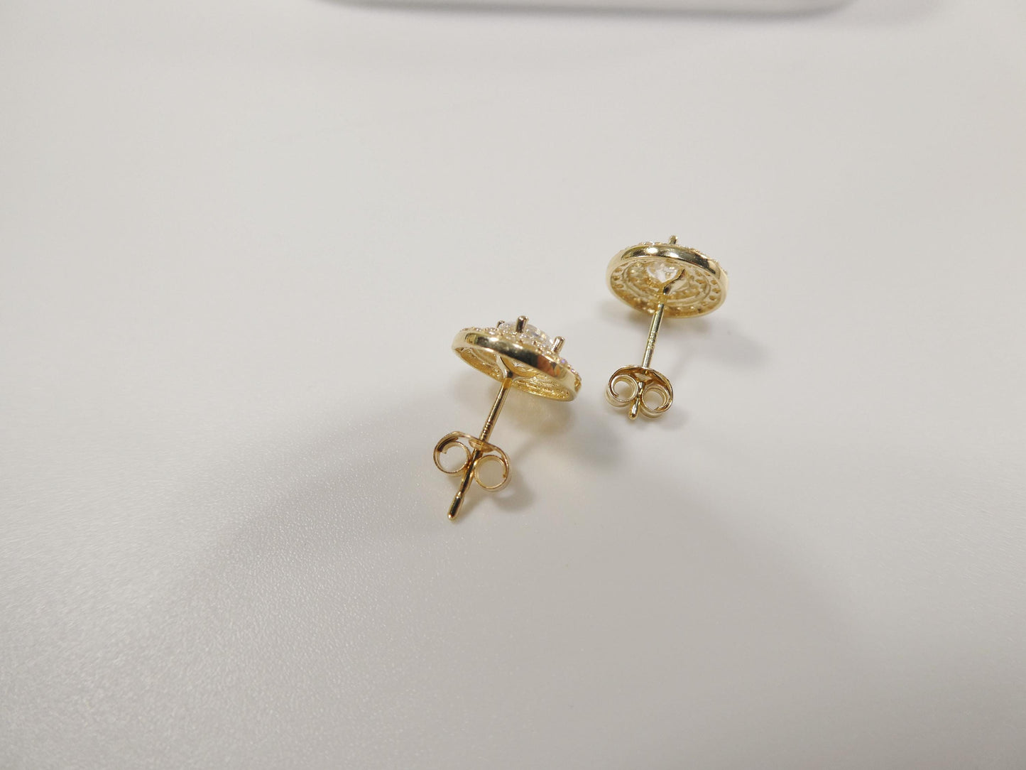 Real 10k Solid Yellow Gold Round Push Post Men Stud Earrings