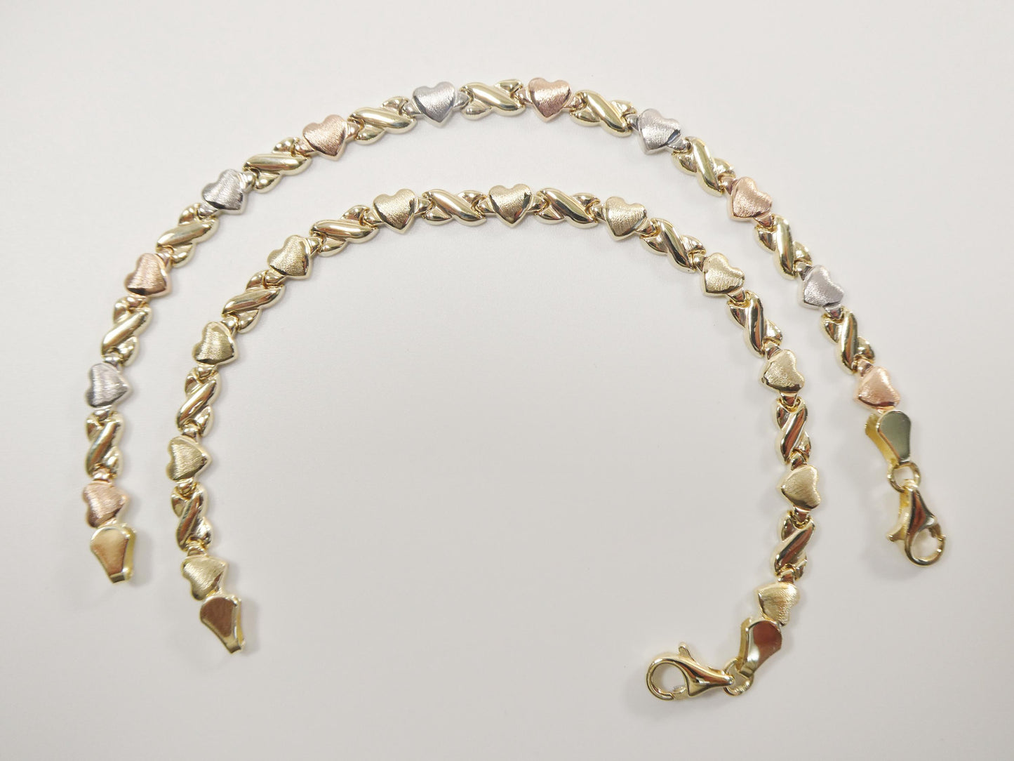 Real 10k Solid Yellow Gold 6 /7 Inch Children/Women XO Heart Bracelet