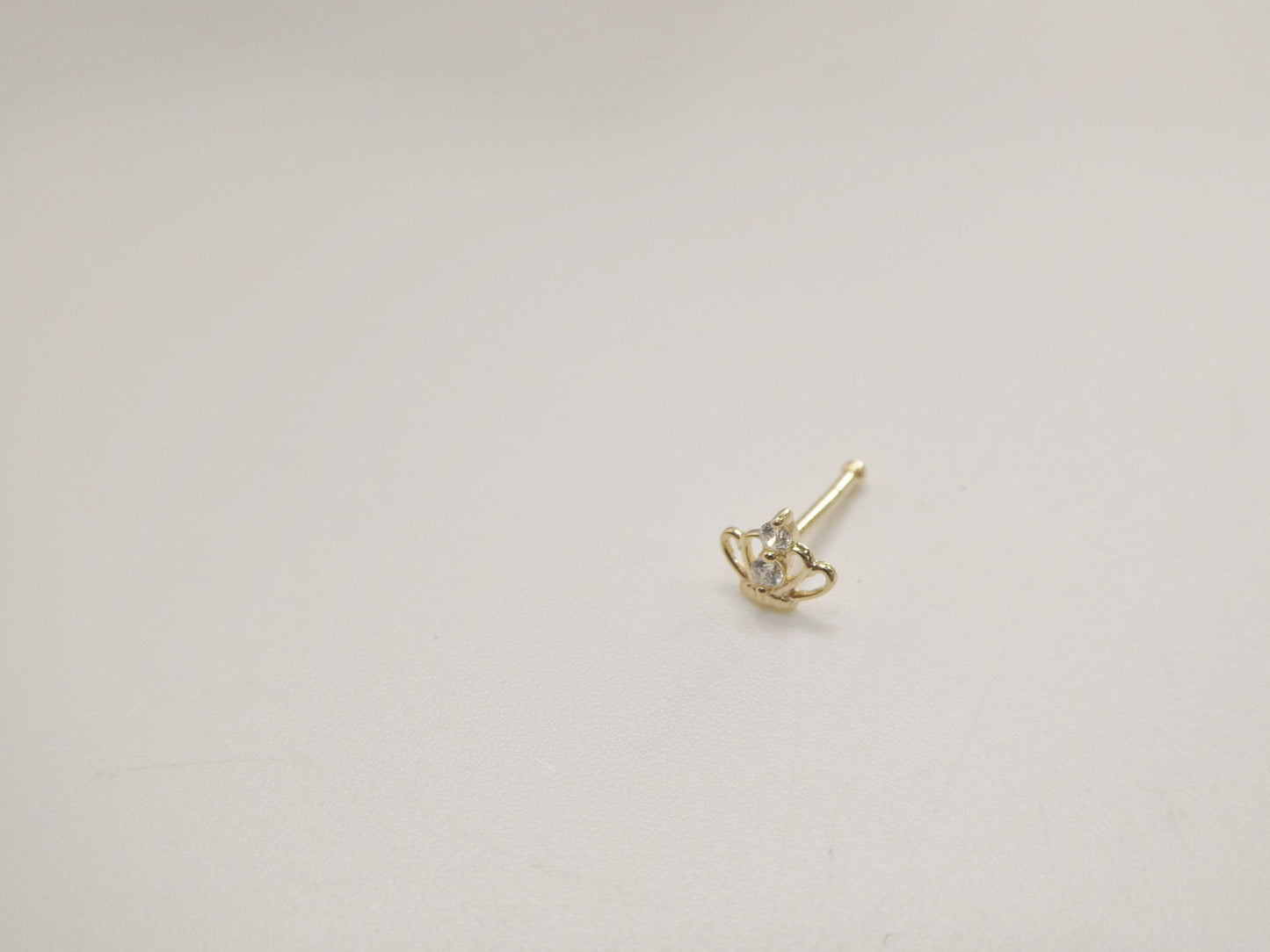 14k real solid yellow gold tiny crown stud nose ring