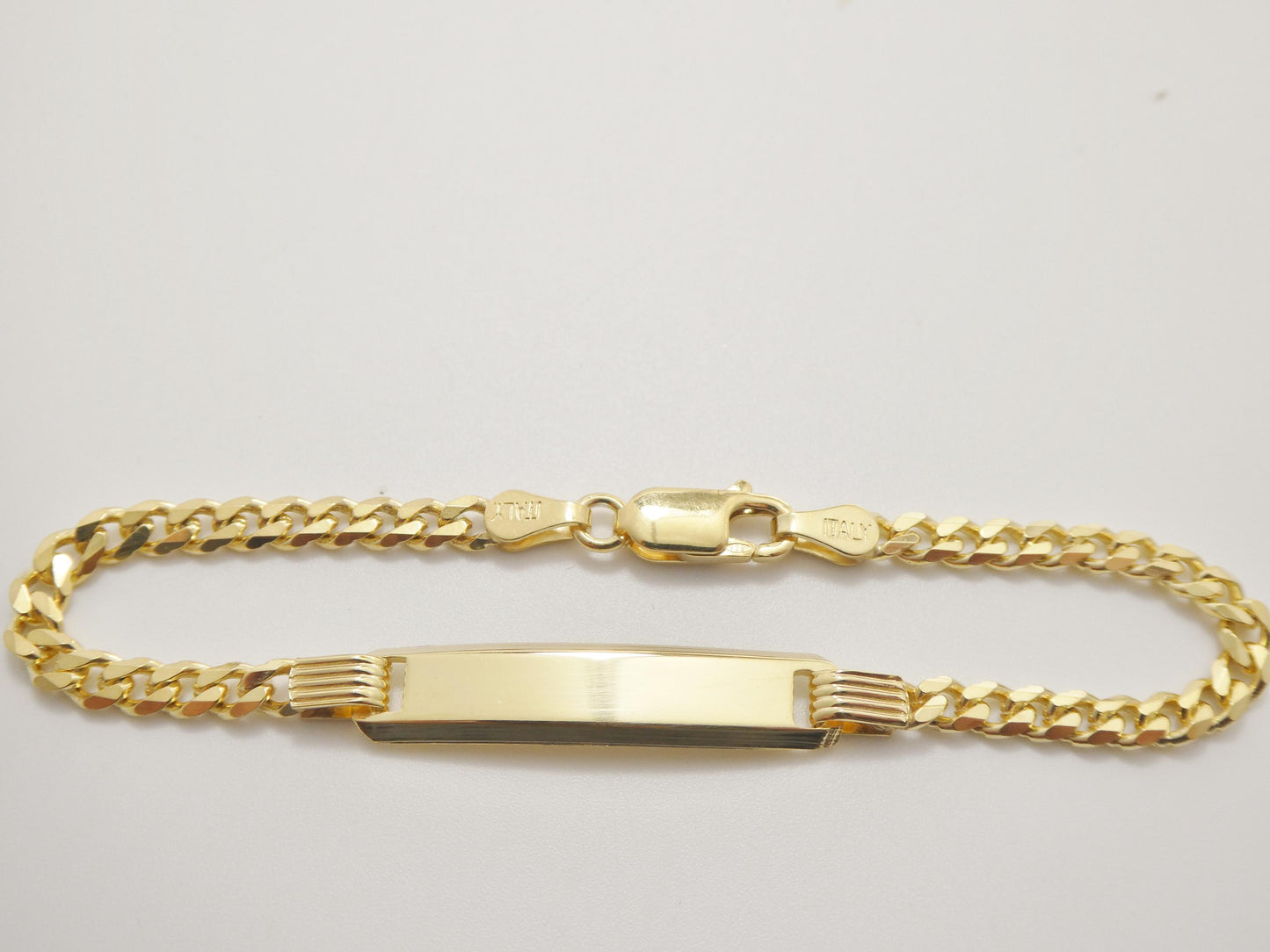 925 Sterling Silver 6 inch Baby ID Bracelet Yellow Gold Color Finish