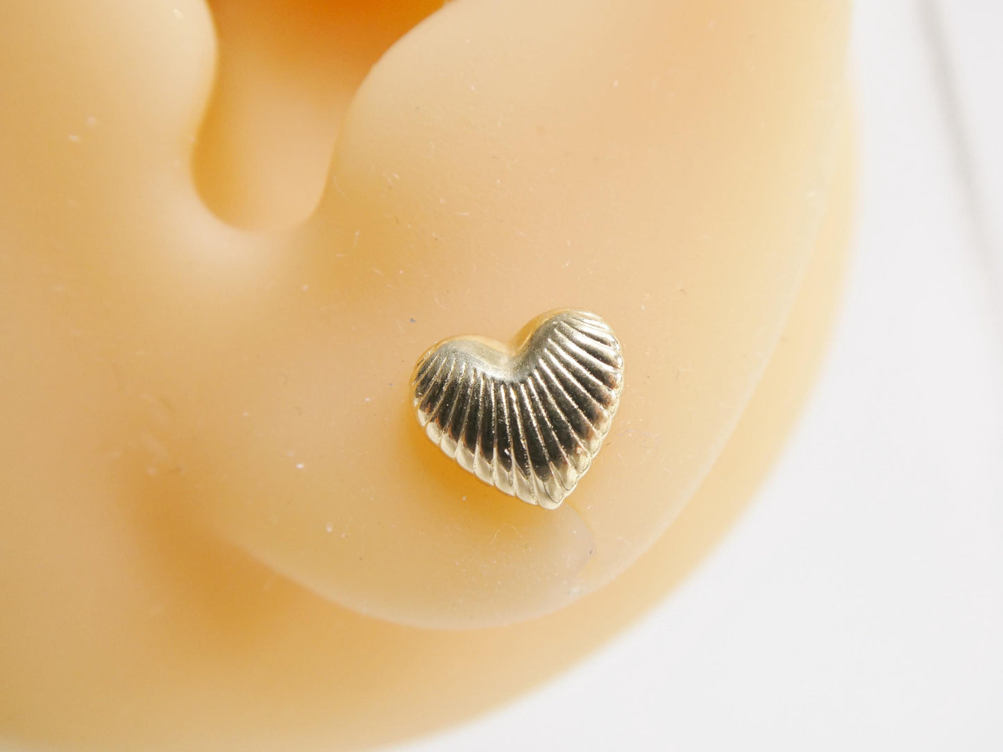 10k Real Solid Yellow Gold Design Heart Push Back Earrings