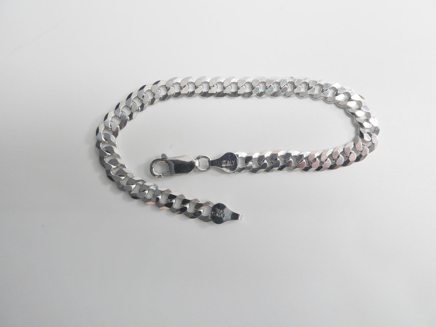 Real 925 Sterling Silver 8 Inch Curb Bracelet