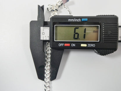 6mm Real Miami Link Solid 925 Sterling Silver Men Bracelet Safety Box Lock