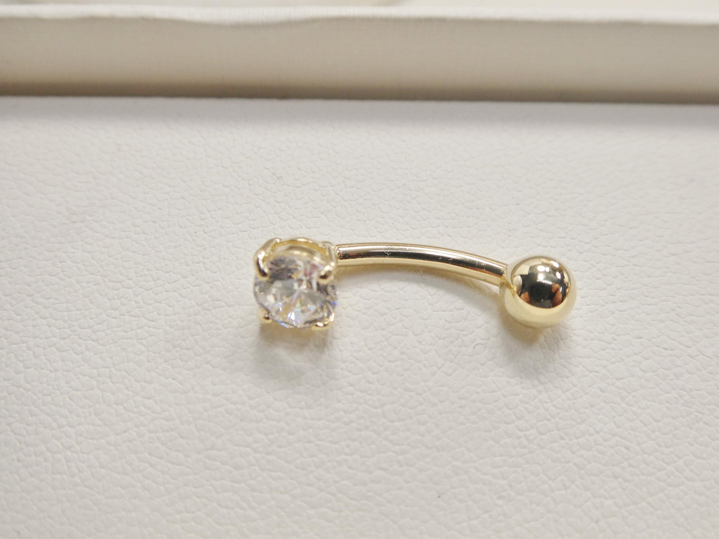 14k real solid yellow gold 5mm stone dangling belly button ring piercing