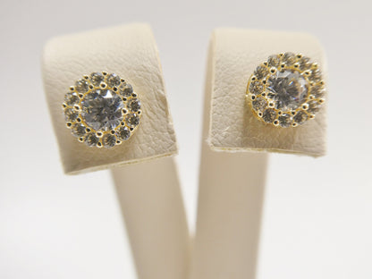 Real 10k Solid Yellow Gold Push Post Circle Stud Earrings