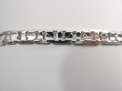 6mm Real Solid Mariner Link Solid 925 Sterling Silver Men Bracelet Lobster Lock