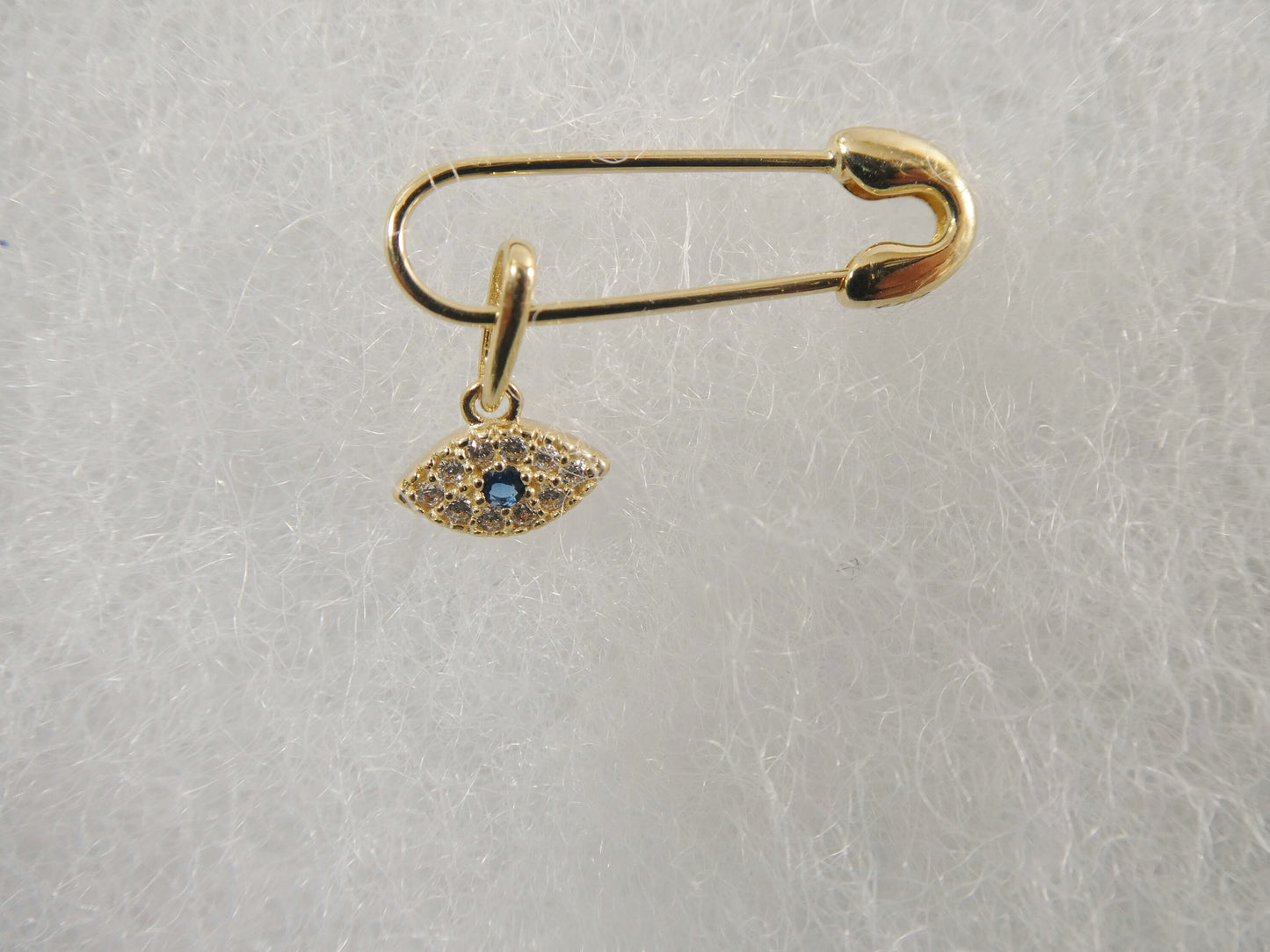 14k real solid yellow gold baby evil eye newborn pin brooch