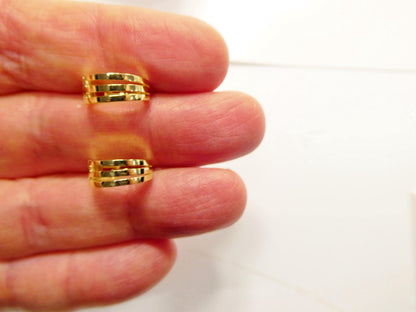 Real 10k Solid Yellow Gold Designer High Polish Hoop Huggie Earrings