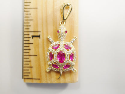 14k Real Solid Yellow Gold Turtle Charm Pendent