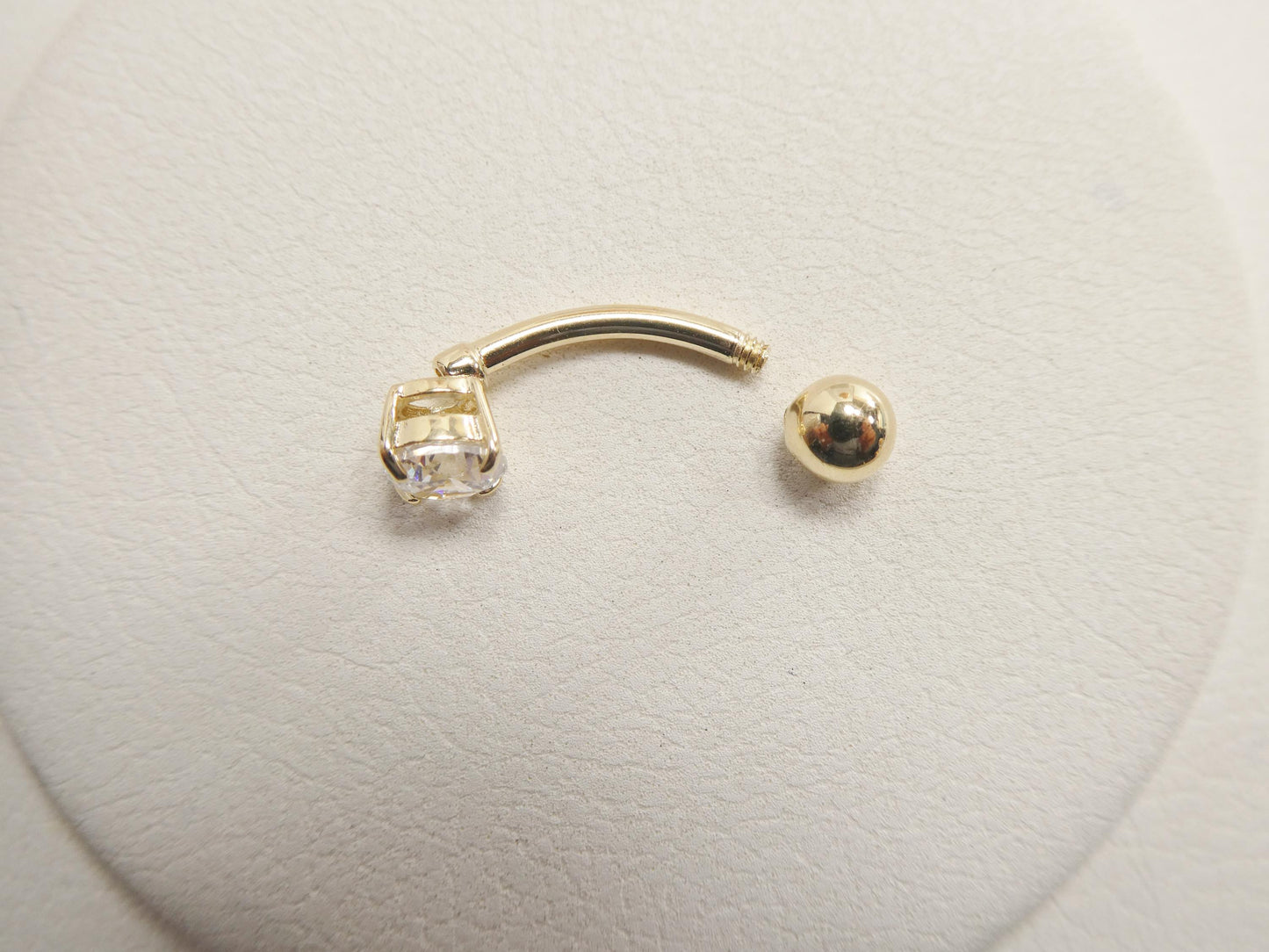 14k real solid yellow gold 5mm stone dangling belly button ring piercing