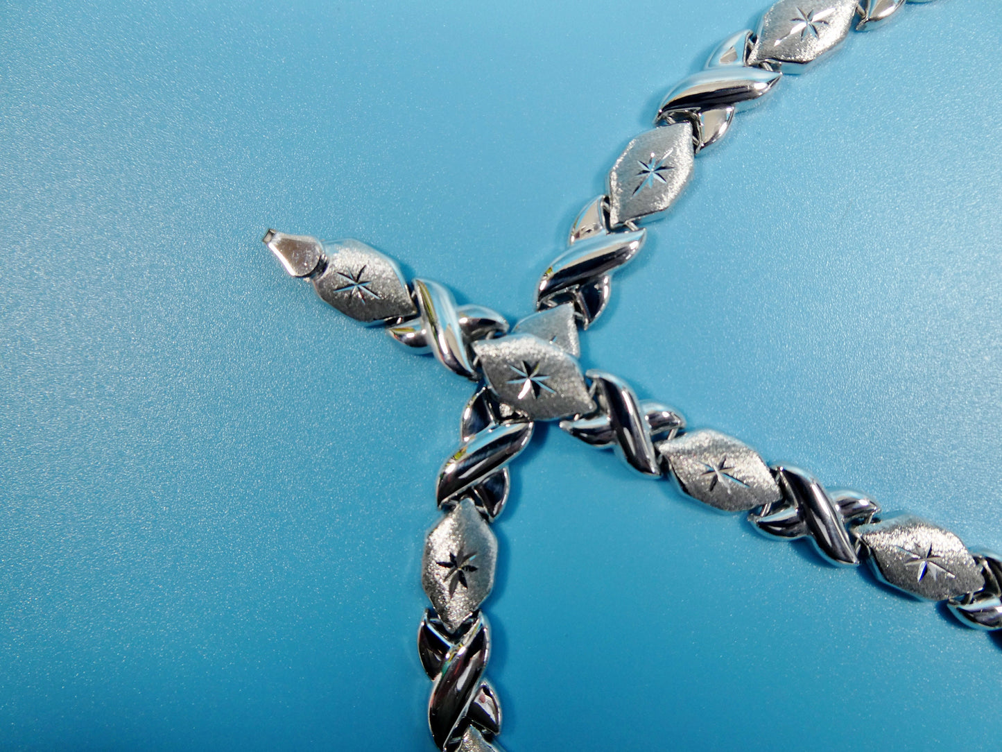 Sterling Silver XOXO Necklace & Bracelet Set - 14k White Gold Tone