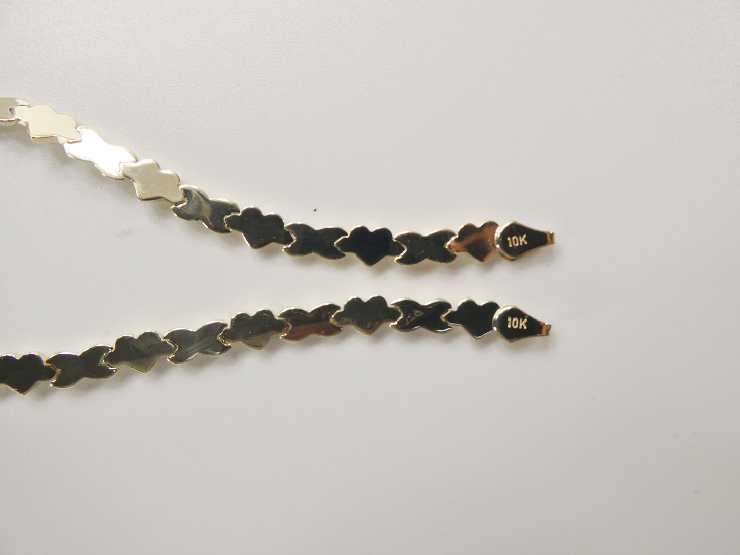 real 10k solid yellow gold 5.5/6.5/7 inch children/women xo heart bracelet