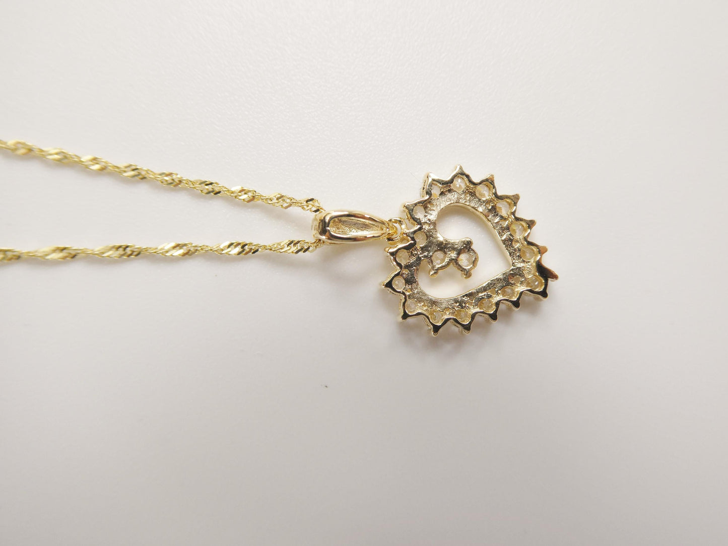 10k real solid yellow gold 16 inch chain and heart pendent set